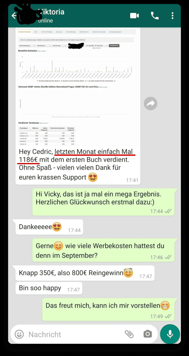 WhatsApp-Nachweis: 1.186 € in einem Monat